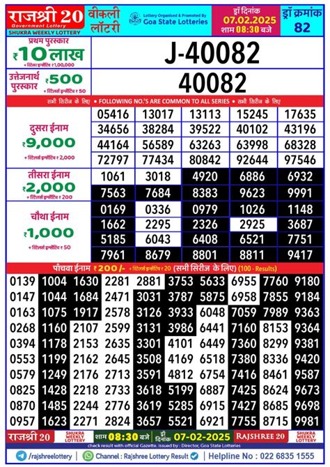 rajshree 20 lottery result today evening 8.30 pm live|Goa State Lottery Result 8:30 PM Winners List 30.01.2024.